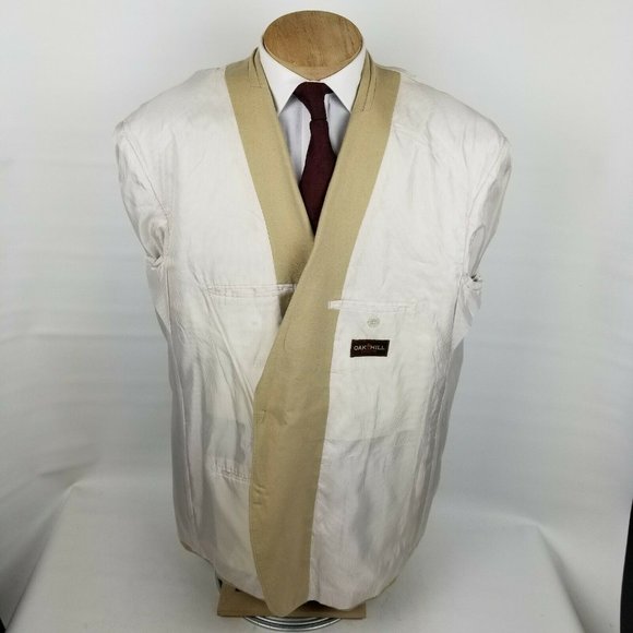 Oak Hill Sport Coat Mens 52R Beige Linen Blend - Picture 5 of 8